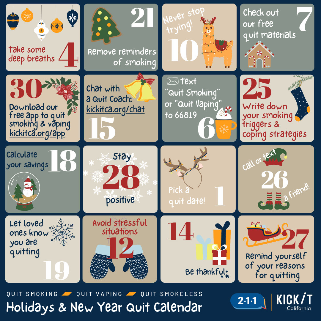 quit tobacco calendar 211 SM Posts - December