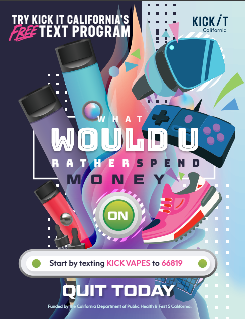 Stop Vaping Text Quit Vaping Text Program Flyer – Kick It California