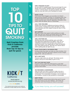 Top 10 Tips to Quit Smoking 8.5 x 11 Flyer