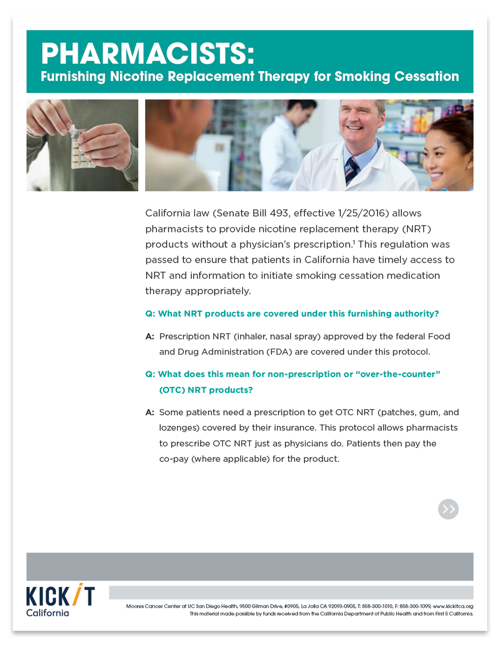 Pharmacists Furnishing NRT for Smoking Cessation Provider Fact Sheet