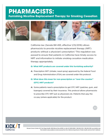 Pharmacists Furnishing NRT for Smoking Cessation Provider Fact Sheet