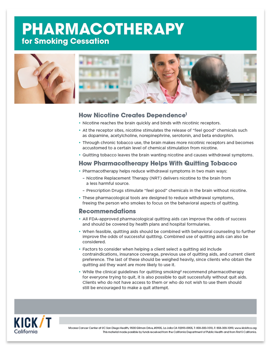 Pharmacotherapy for Smoking Cessation Provider Fact Sheet Kick It