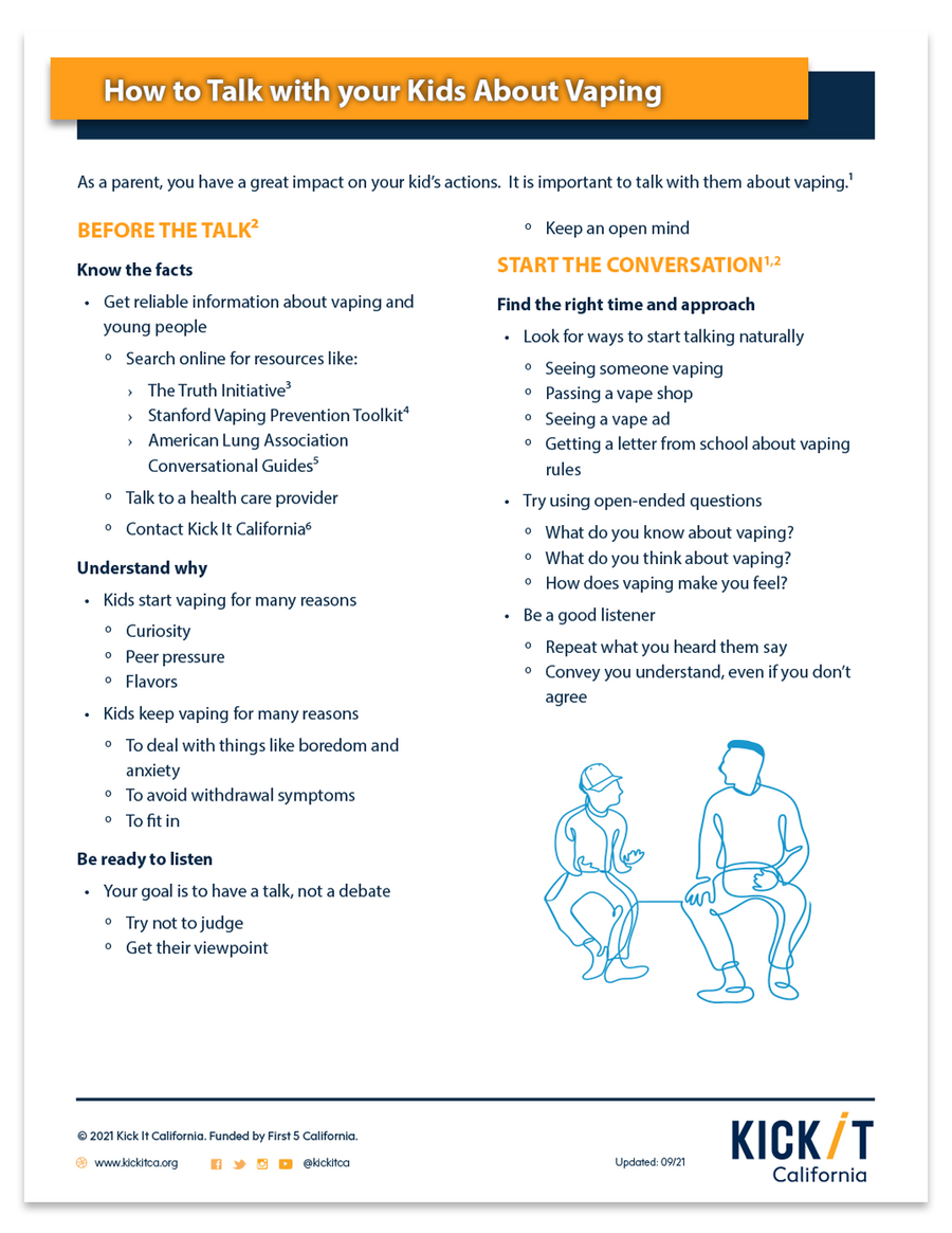 How to Talk With Your Kids About Vaping – Kick It California